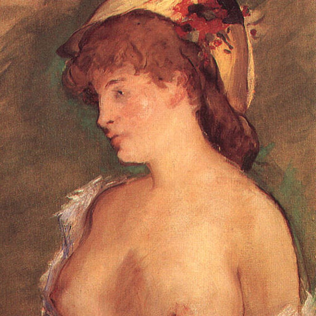 Femme blonde avec seins nus - Manet